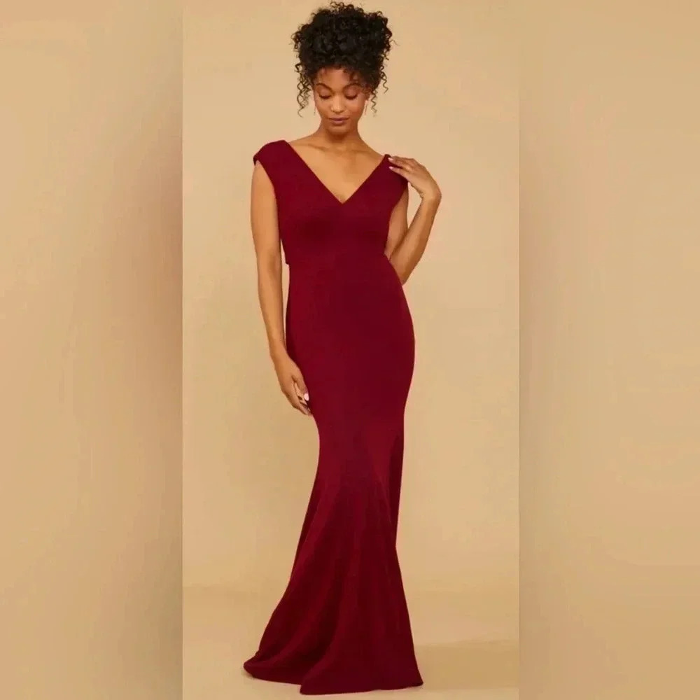 Lulus Laurel Luxe Crepe Dress Cabernet Large NWT